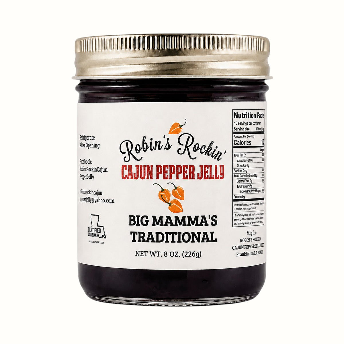 robin's rockin' cajun pepper jelly / big mamma's traditional pepper jelly