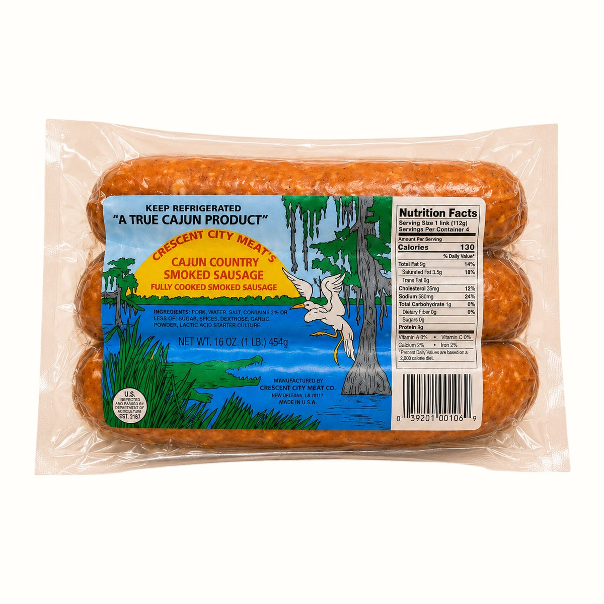 crescent city meat's / cajun country smoked sausage 16oz