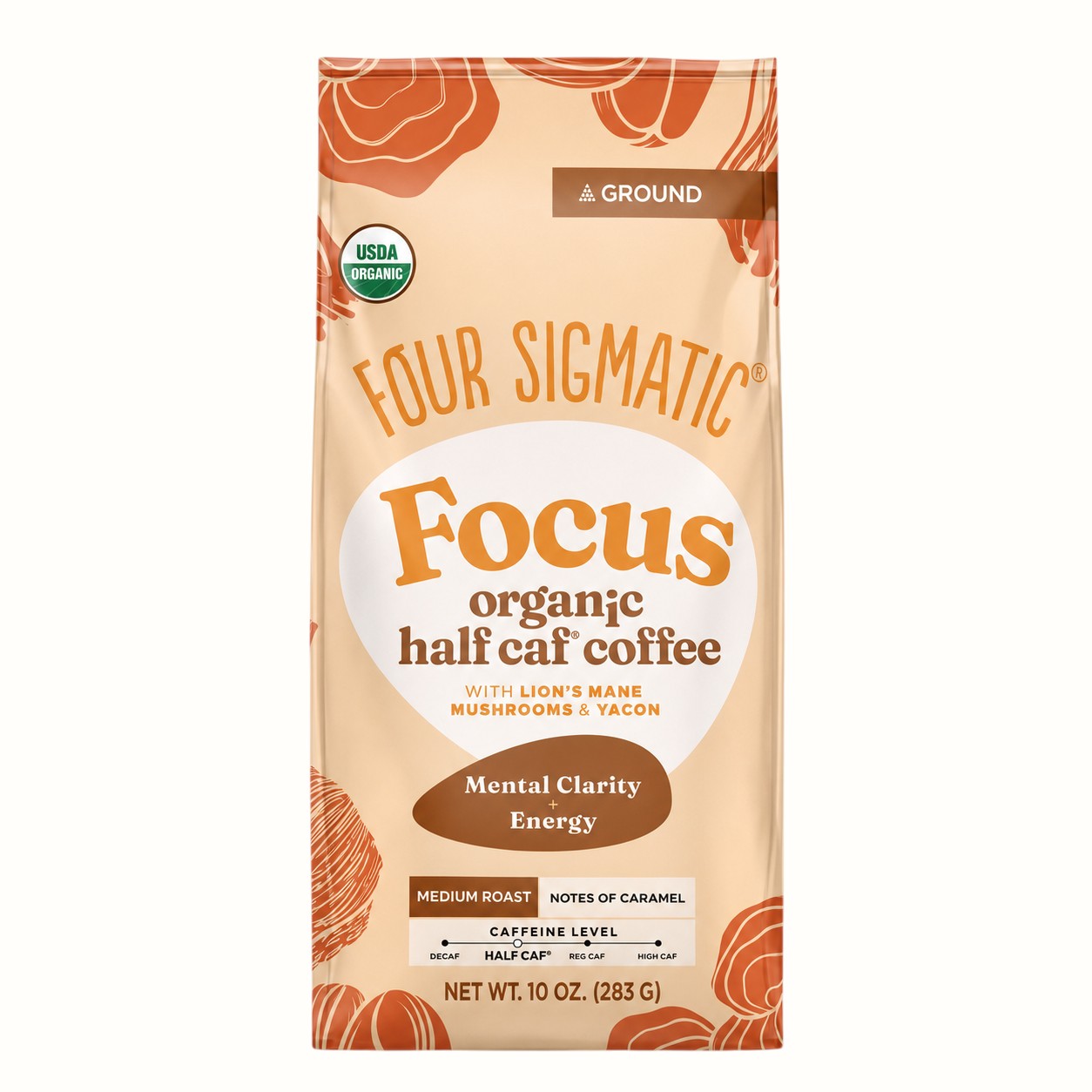 four sigmatic / organic medium roast mental clarity + energy ground coffee 10oz (ca)