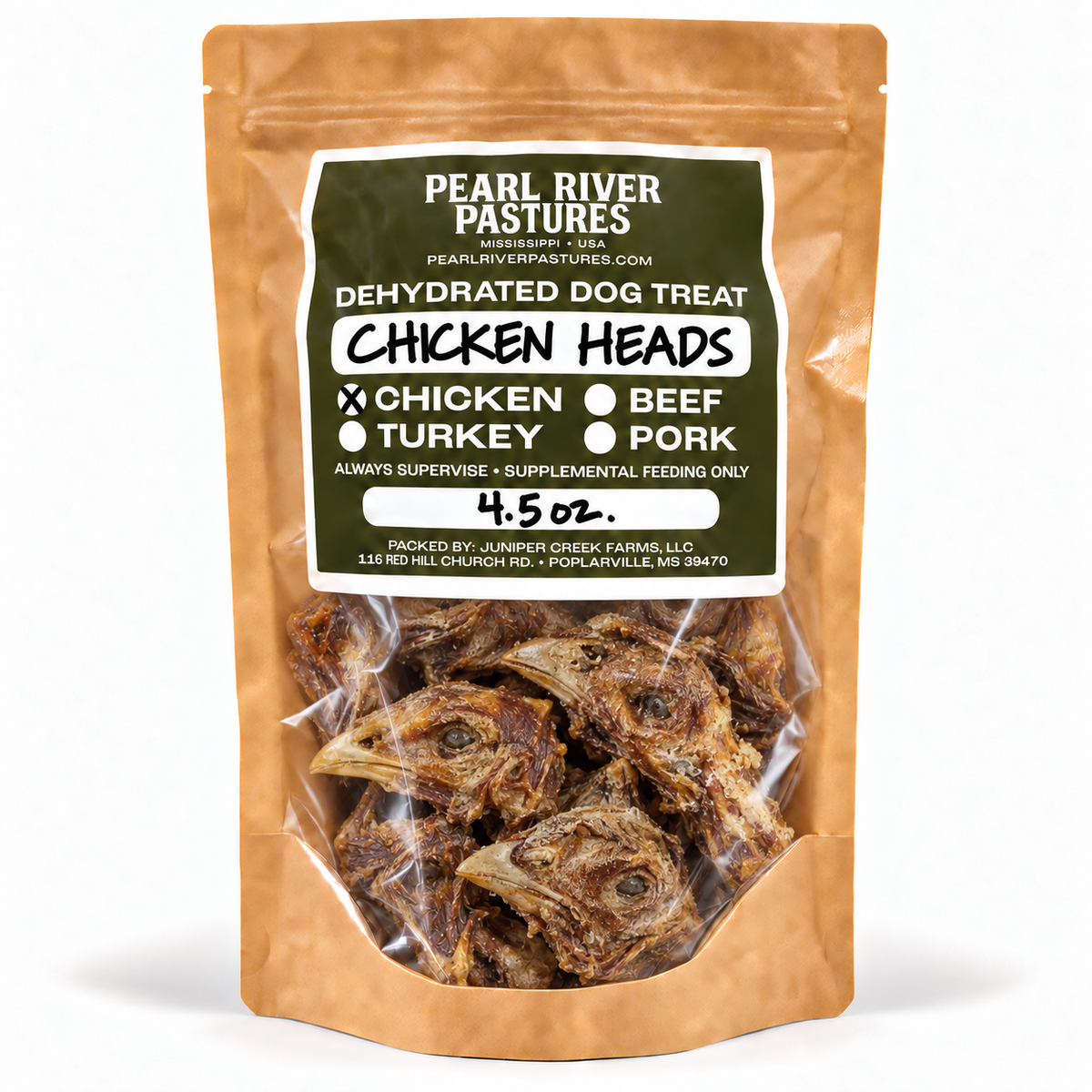 pearl river pastures / dehydrated chicken heads 4.5oz