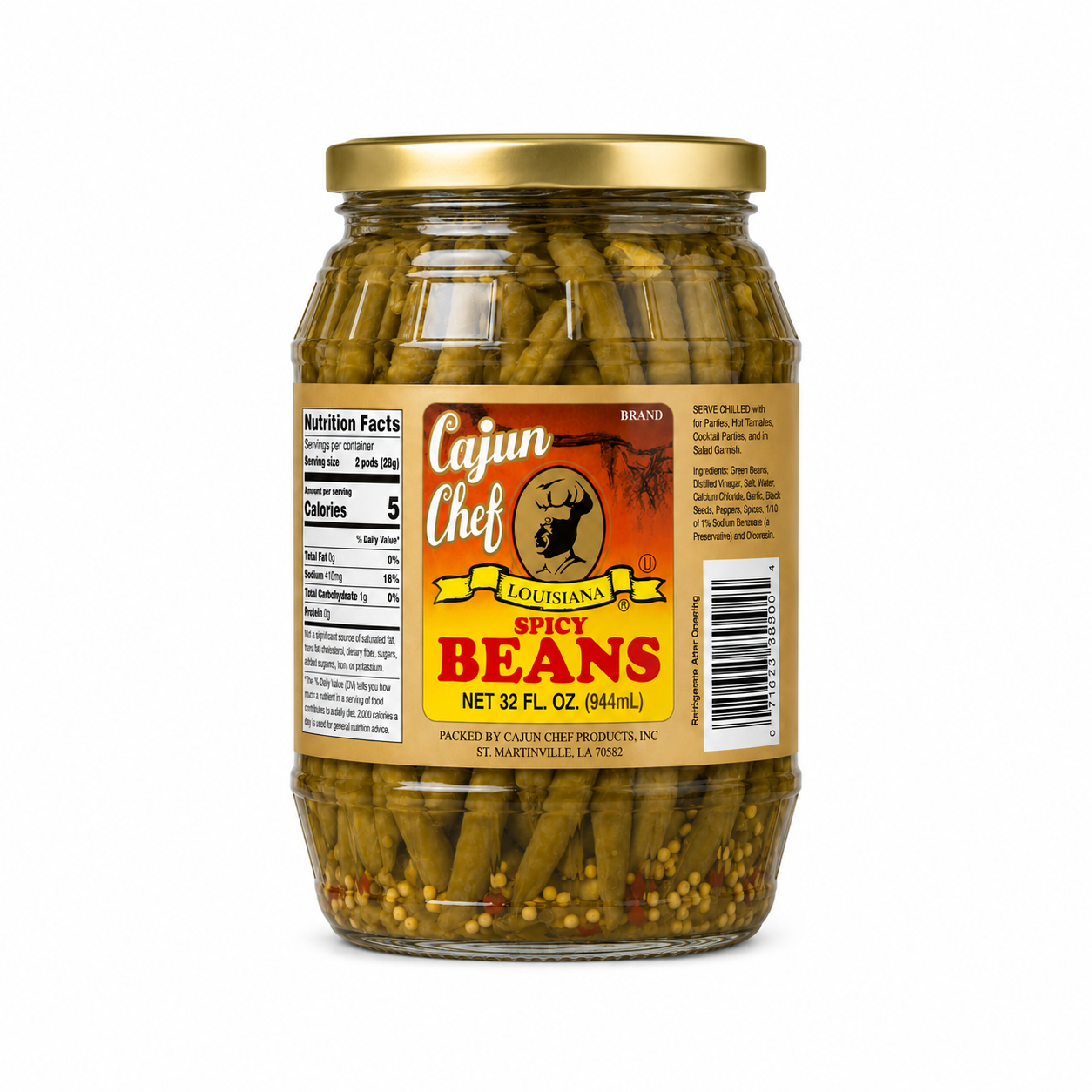 cajun chef / spicy pickled green beans 32oz