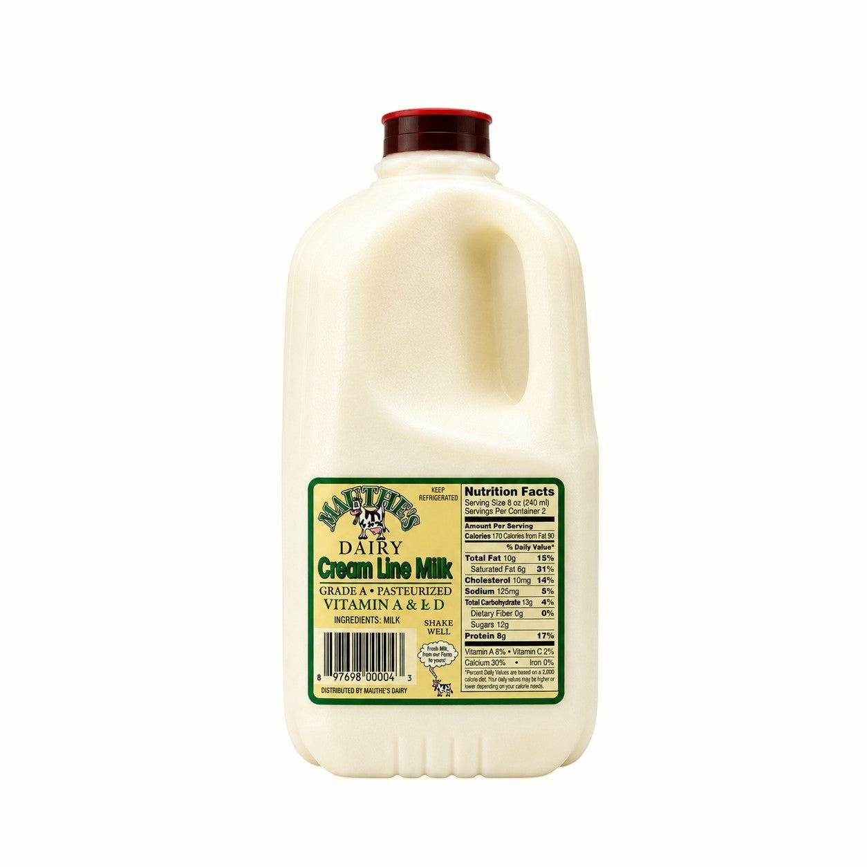 mauthe farms / grass fed creamline milk half gallon