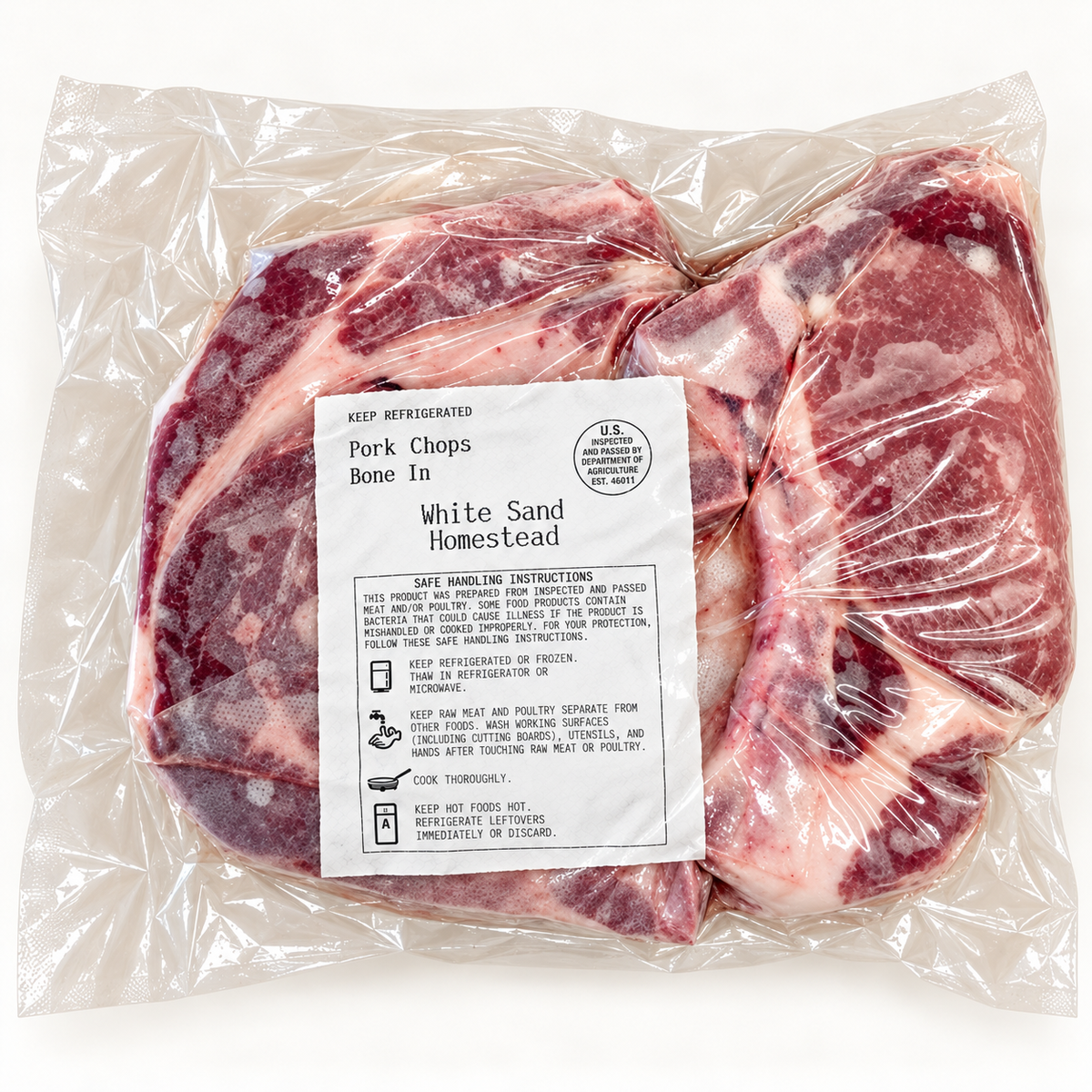 whitesand homestead permaculture farm / bone-in pork chops ~1.5lbs