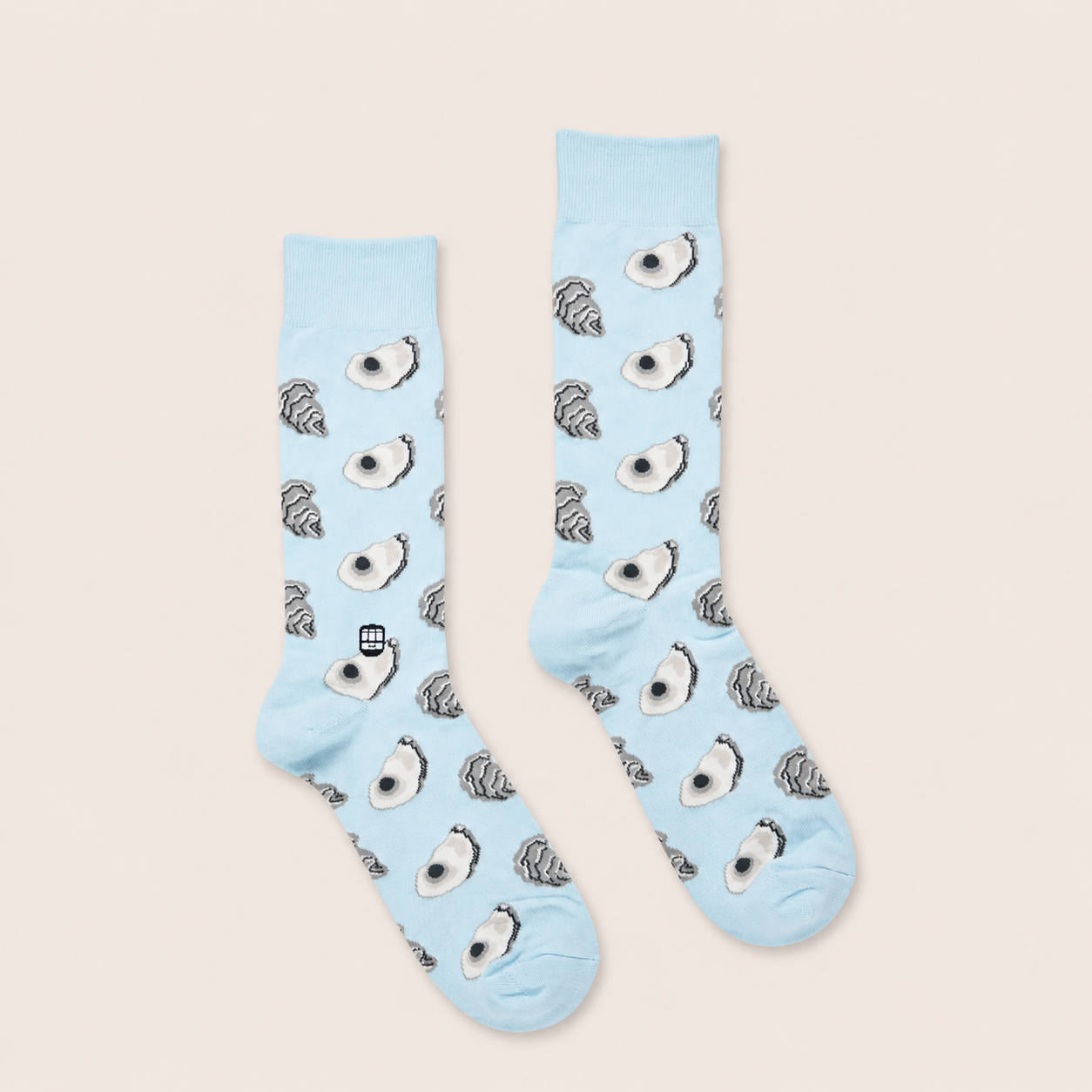 bonfolk / oyster double cuff combed cotton crew socks