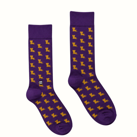 bonfolk / purple & gold louisiana socks