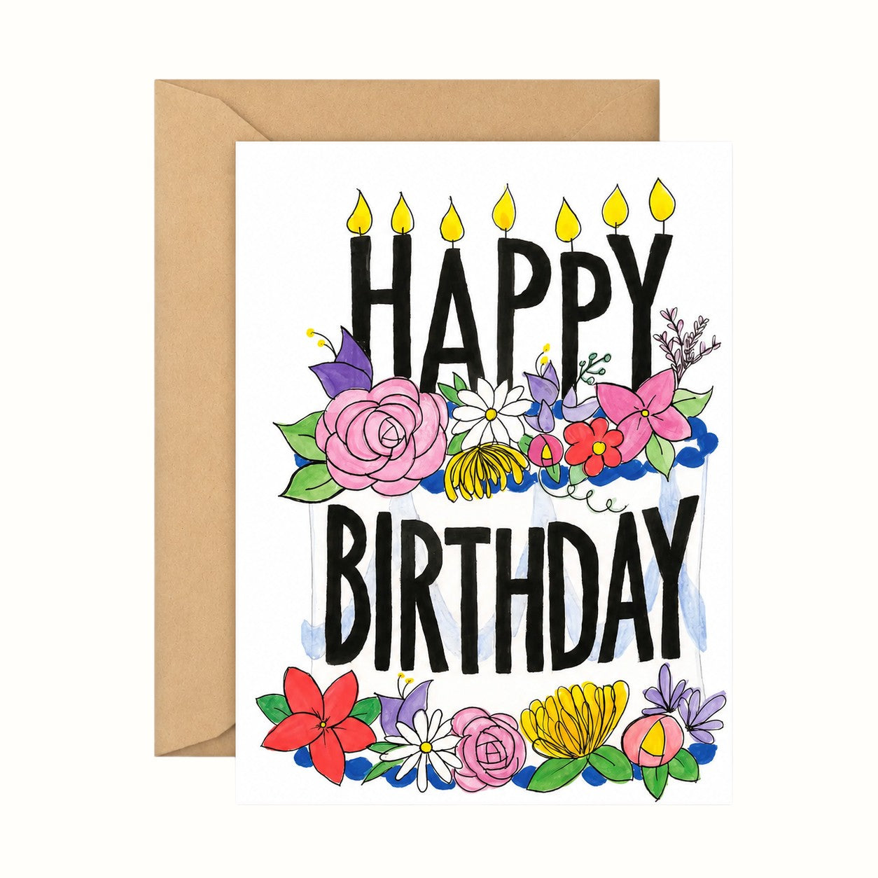 lionheart prints / floral birthday cake card