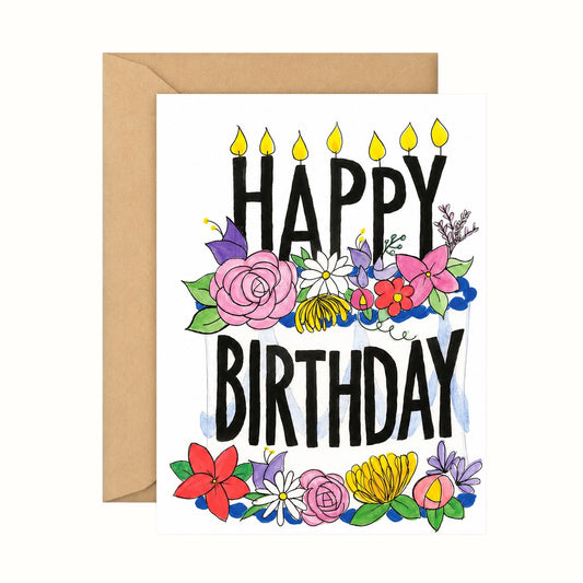 Lionheart Prints / Floral Birthday Cake Card