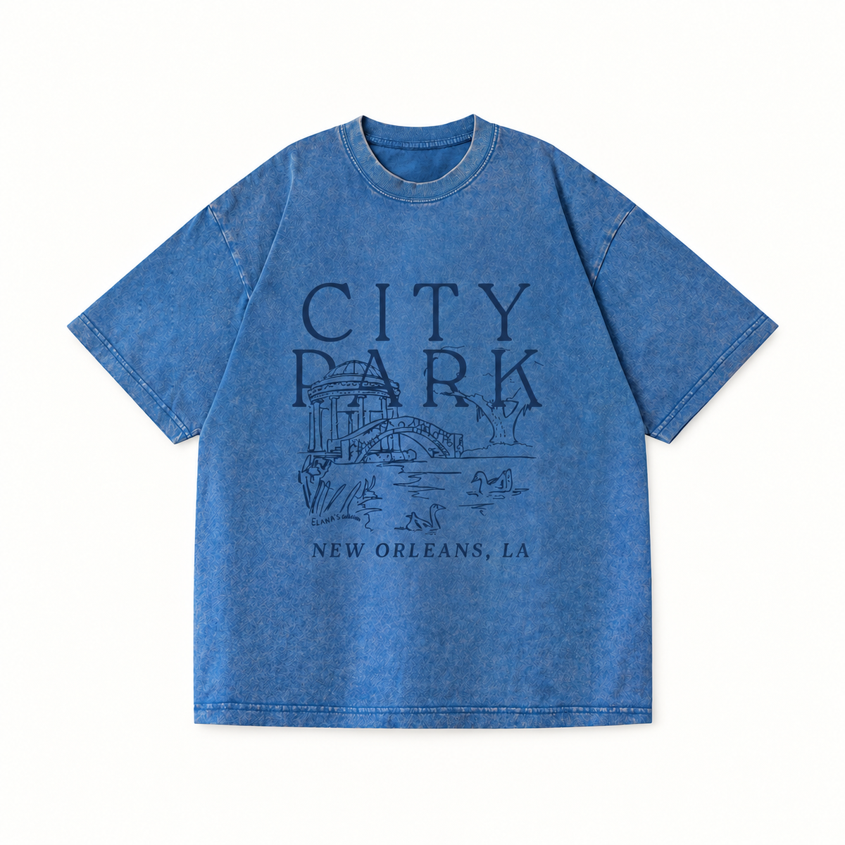 elana's graphics / city park unisex washed denim tee