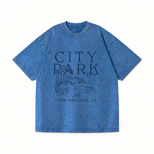 elana's graphics / city park unisex washed denim tee