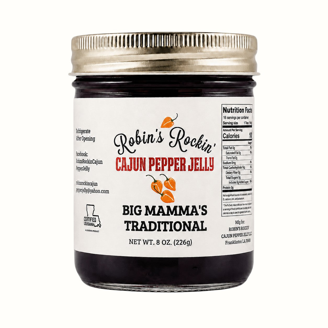 robin's rockin' cajun pepper jelly / big mamma's traditional pepper jelly