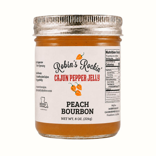 robin's rockin' cajun pepper jelly / peach bourbon