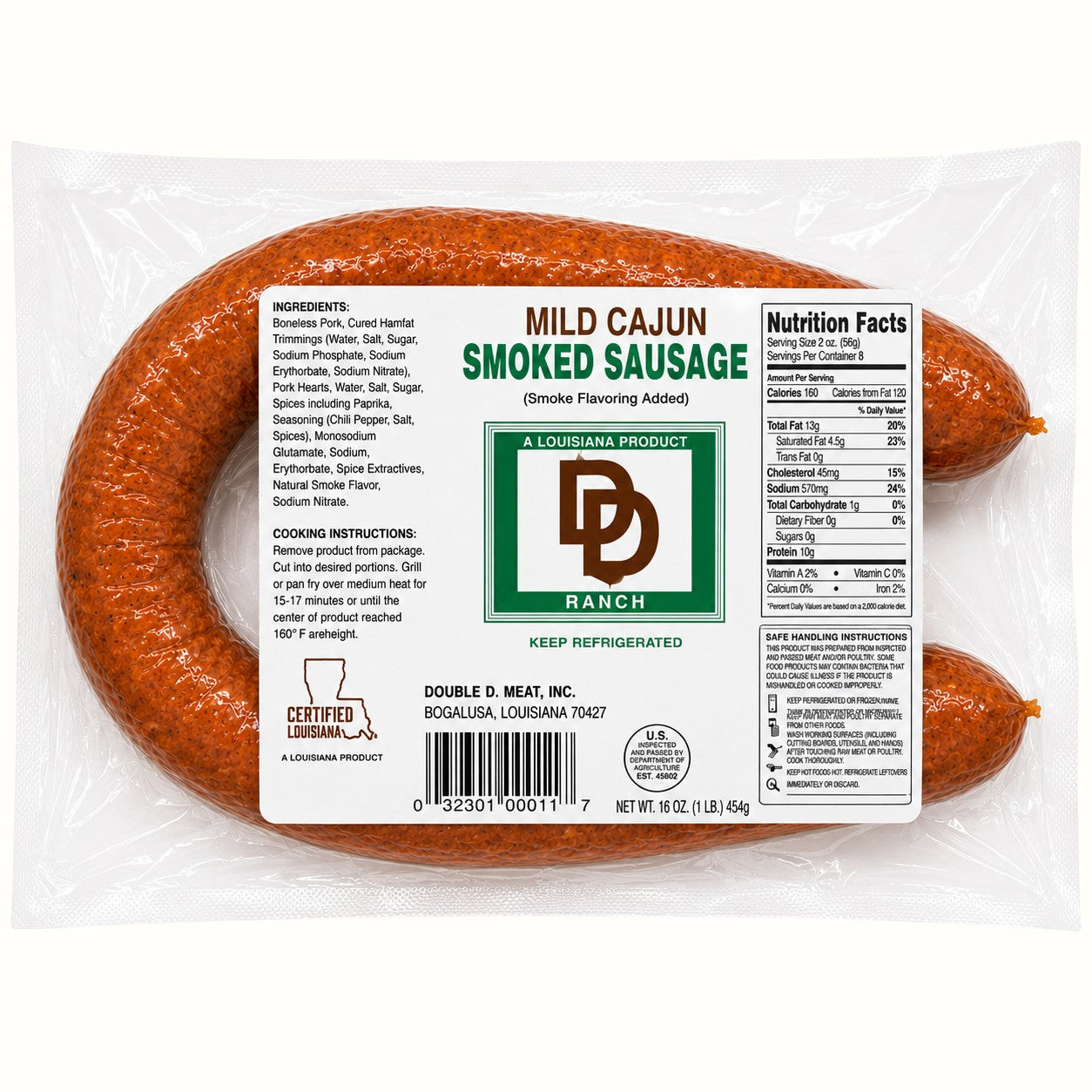 double d ranch / mild cajun smoked sausage 16oz