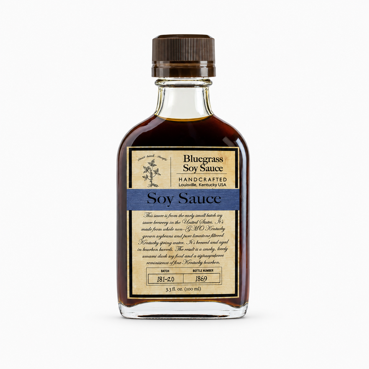 bourbon barrel foods / bluegrass soy sauce flask 3.8oz (ky)