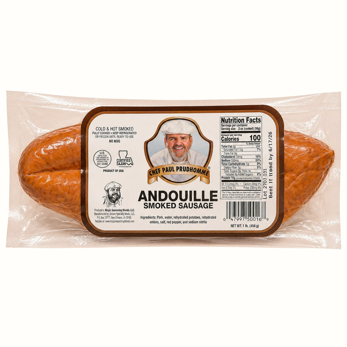 chef paul prudomme / andouille smoked sausage