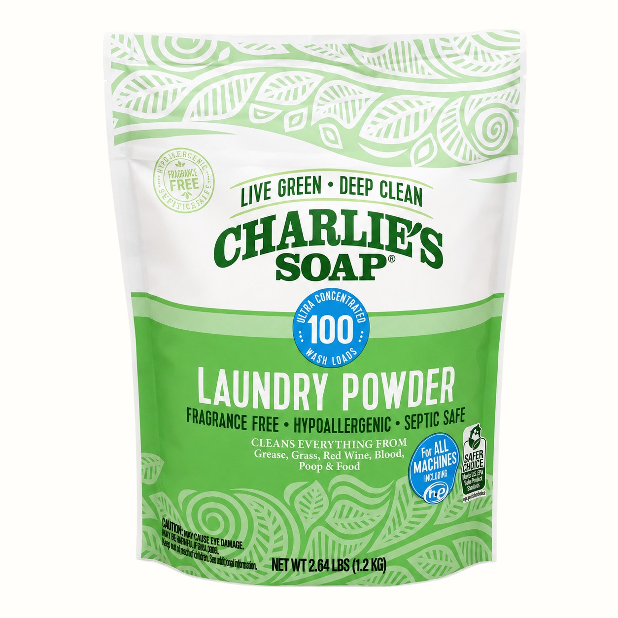 charlie's soap / laundry powder fragrance free 100 loads