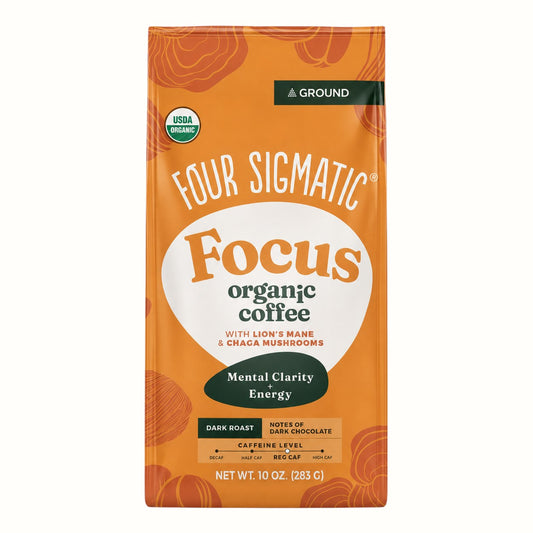 four sigmatic / organic dark roast mental clarity + energy ground coffee 10oz (ca)