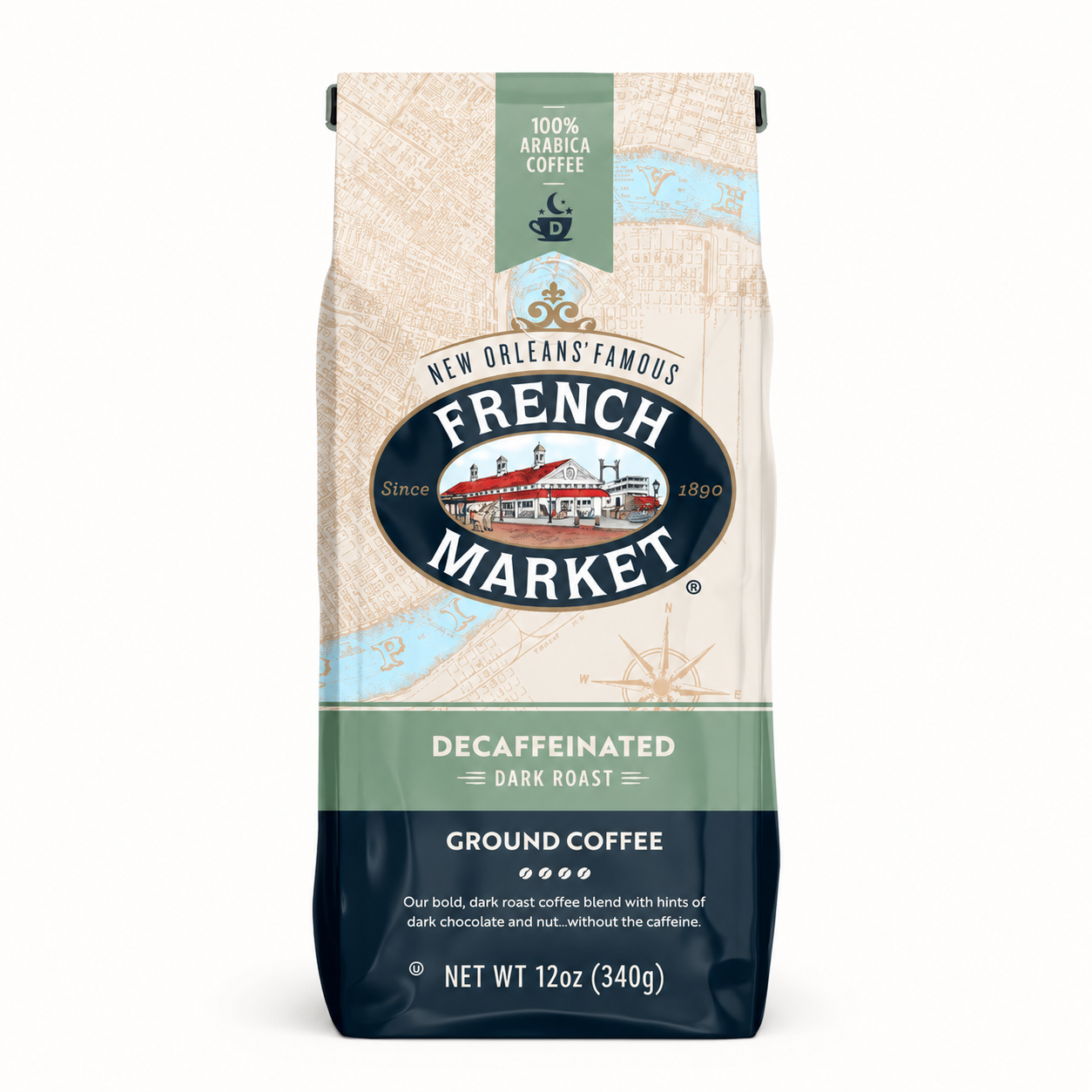 french market coffee / decaf blend ground dark roast 12oz