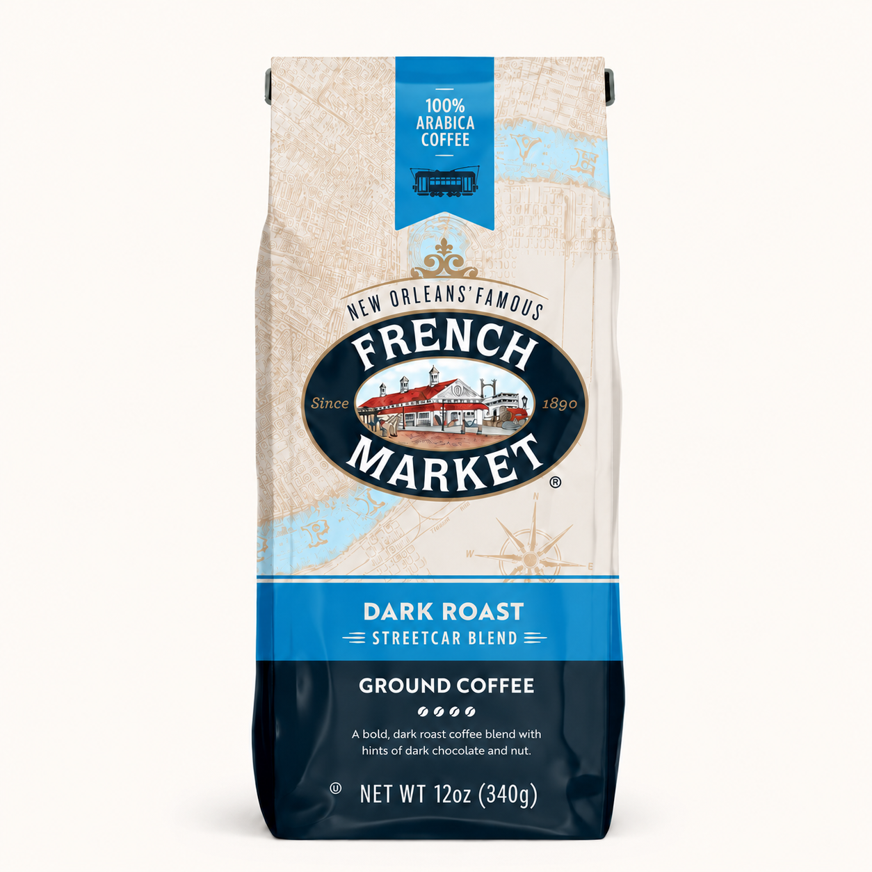 french market coffee / dark roast ground coffee 12oz