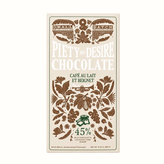 piety and desire / café au lait et beignet chocolate bar