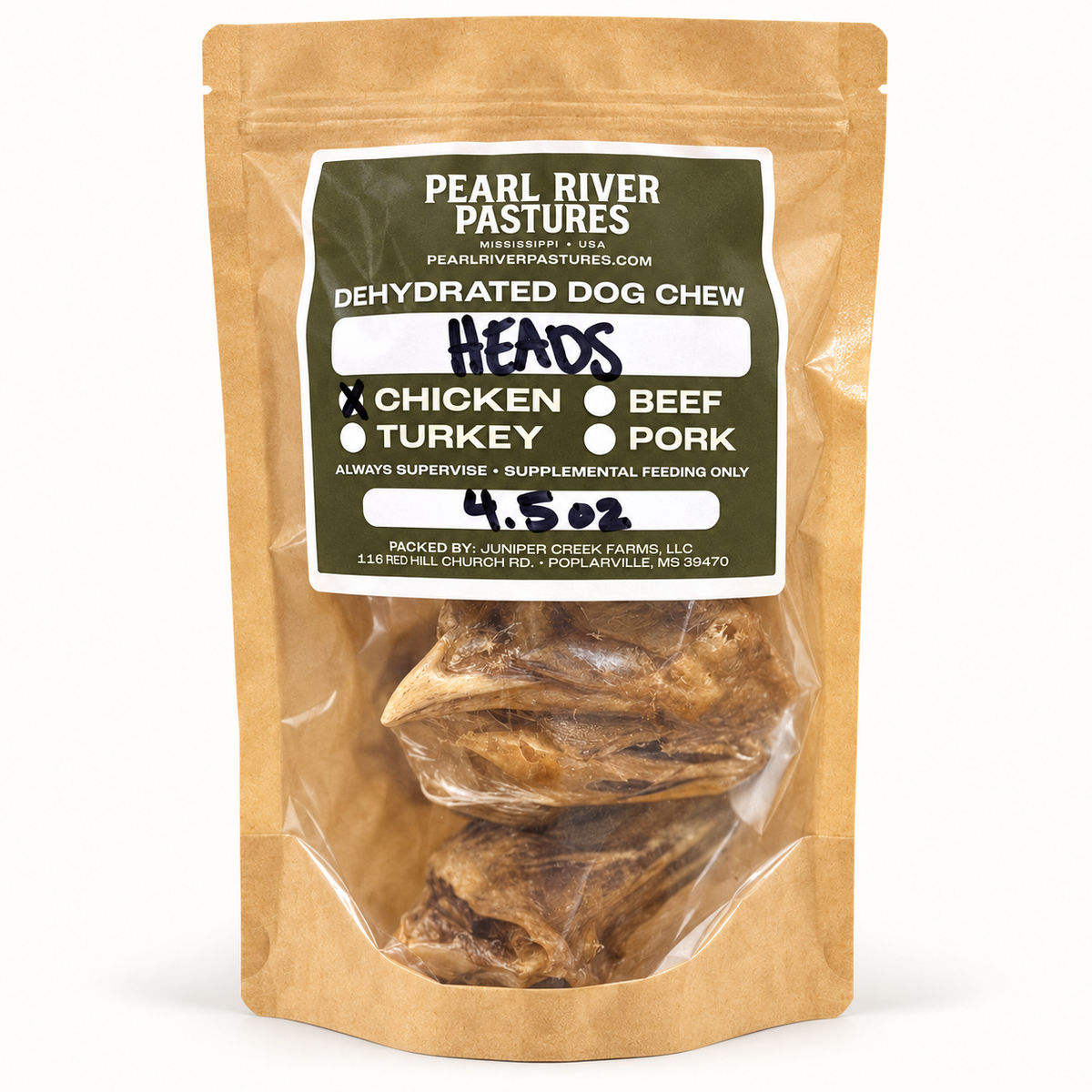 pearl river pastures / dehydrated chicken heads 4.5oz