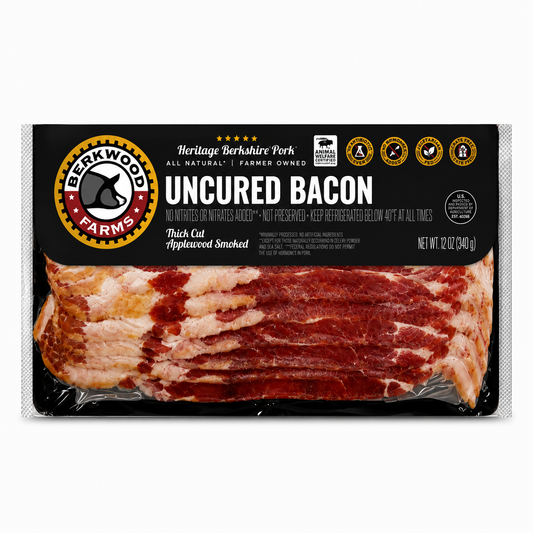 berkwood farms / thick cut applewood smoked uncured bacon 12oz (ia)