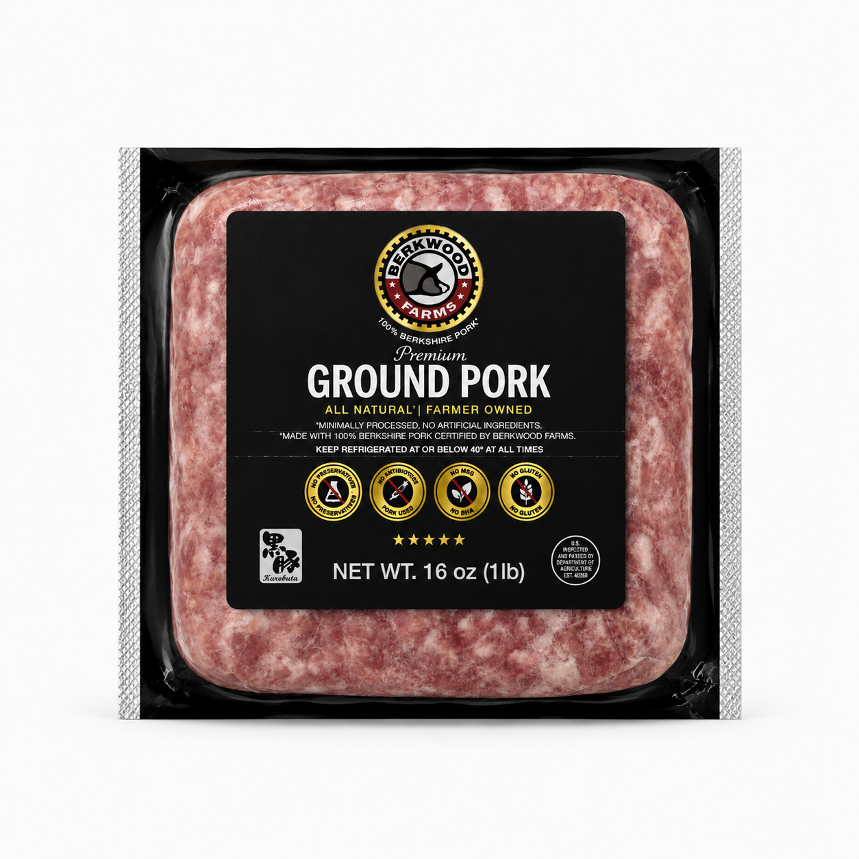 berkwood farms / all natural ground pork 16oz (ia)