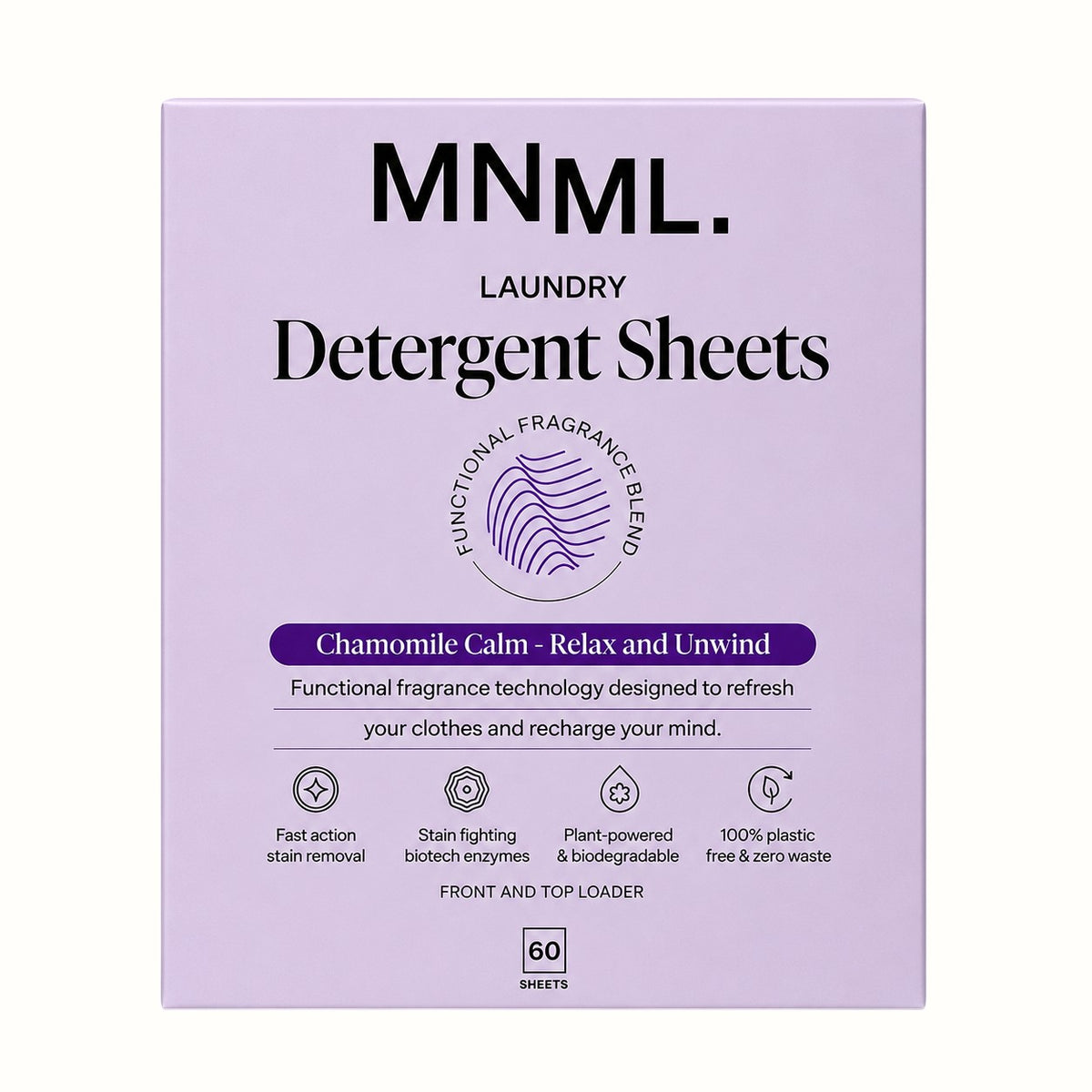 mnml / chamomile calm + relax detergent sheets (va)