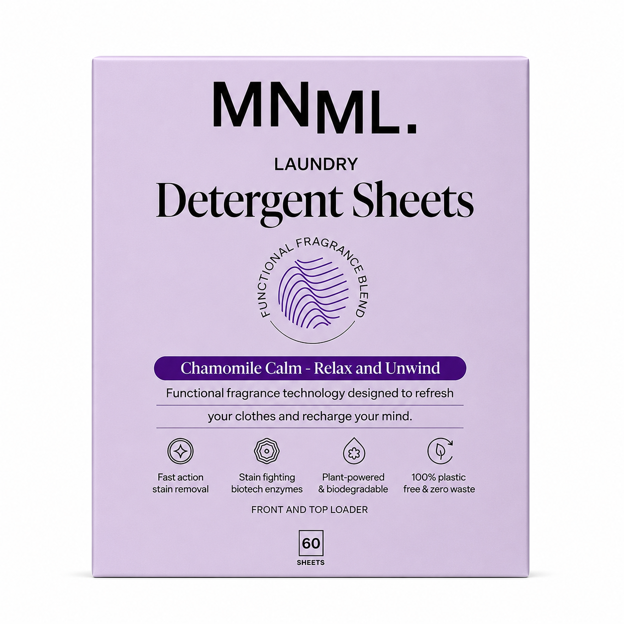 mnml / chamomile calm + relax detergent sheets (va)