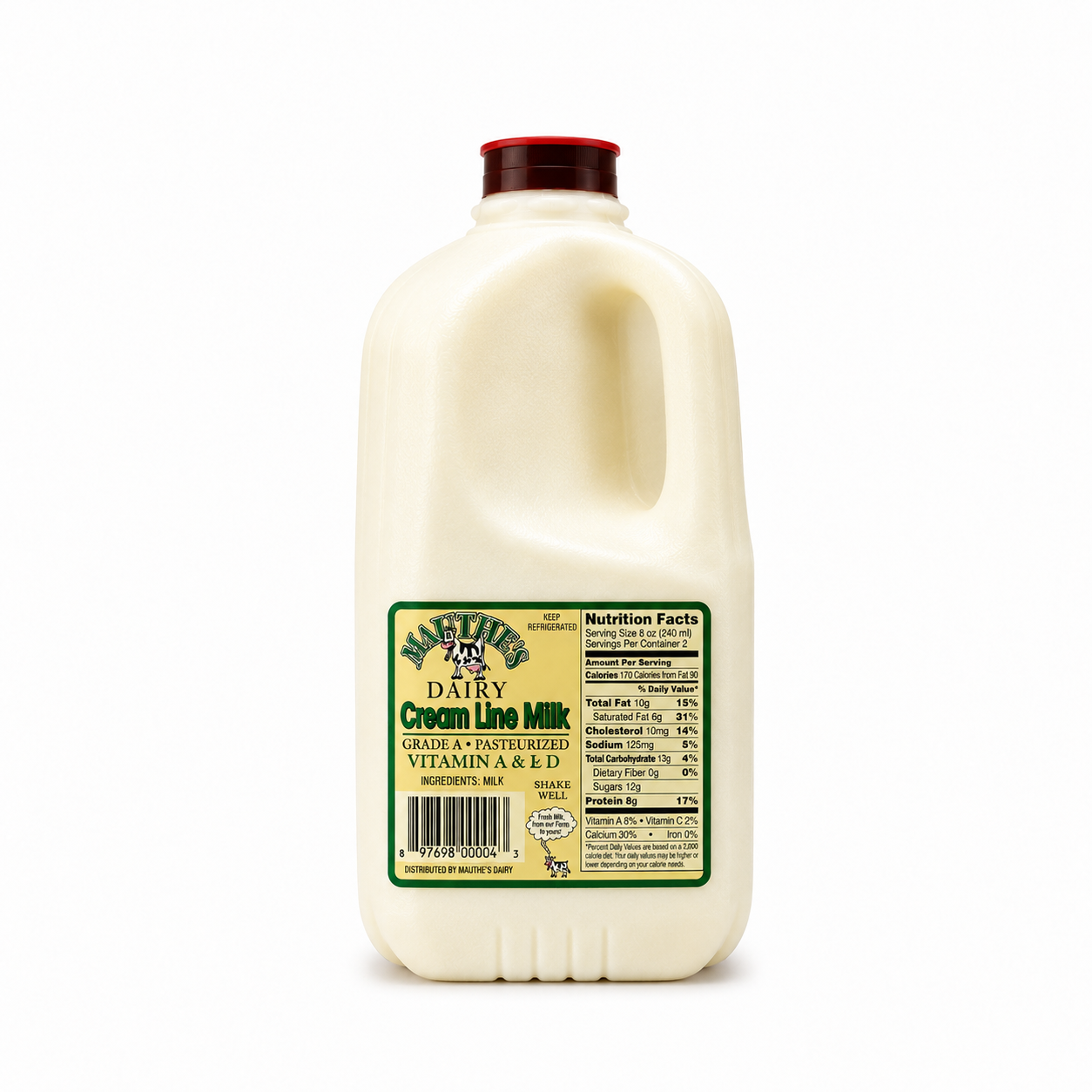 mauthe family / grass fed creamline milk half gallon