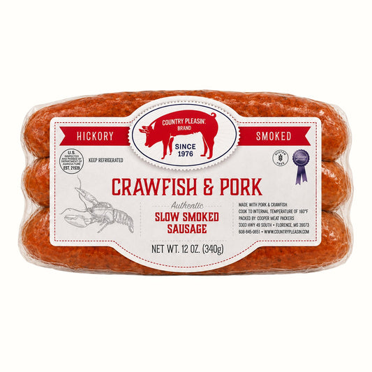 country pleasin' brand / crawfish & pork slow smoked sausage 12oz (ms)
