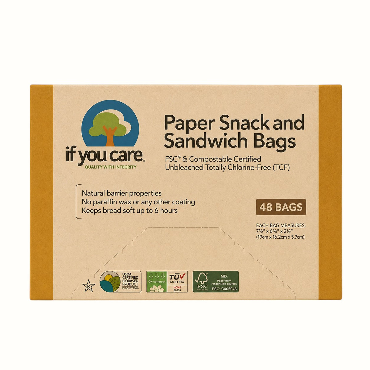 if you care / paper snack and sandwich bags 48pk (nj)