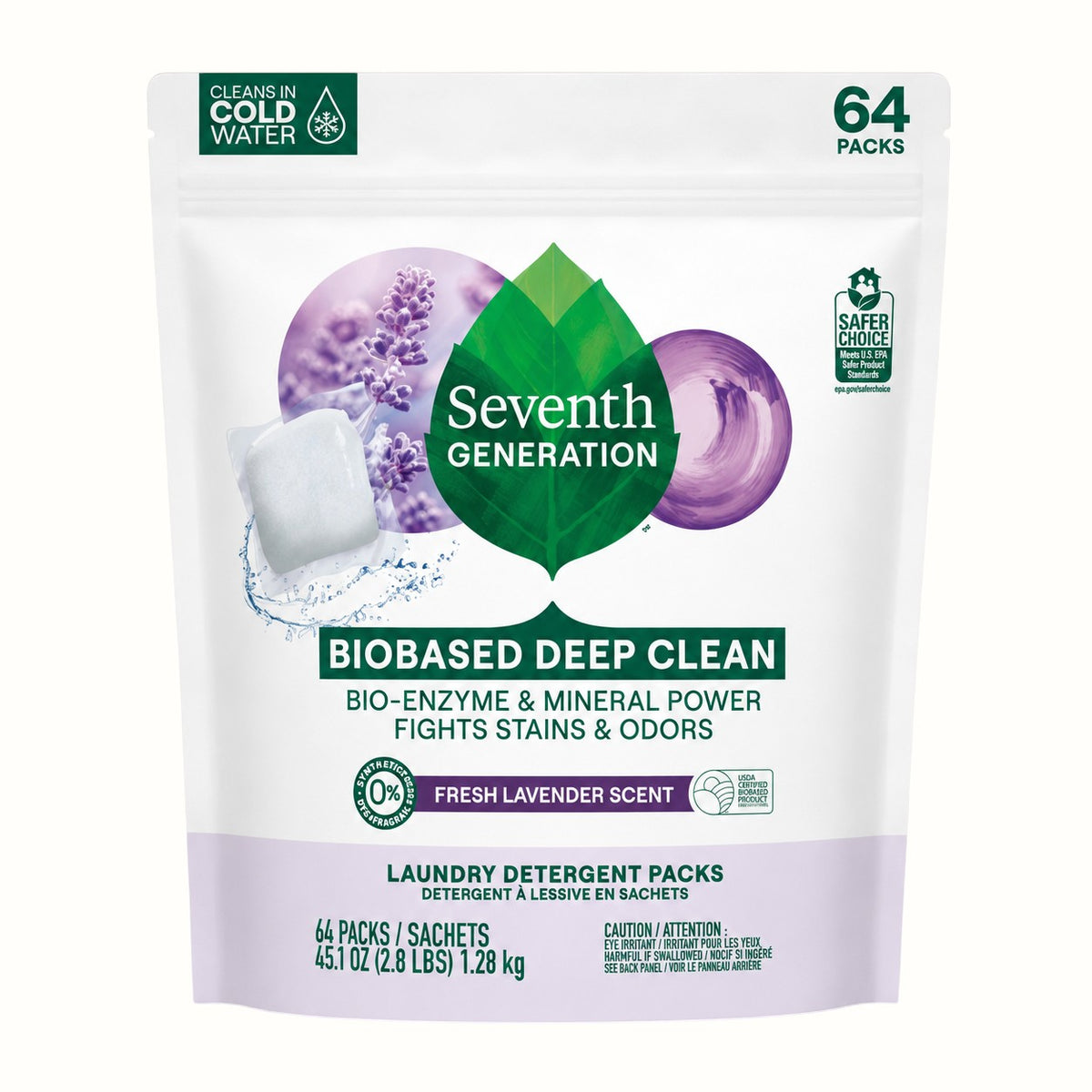 seventh generation / bio enzyme laundry detergent packs 64ct