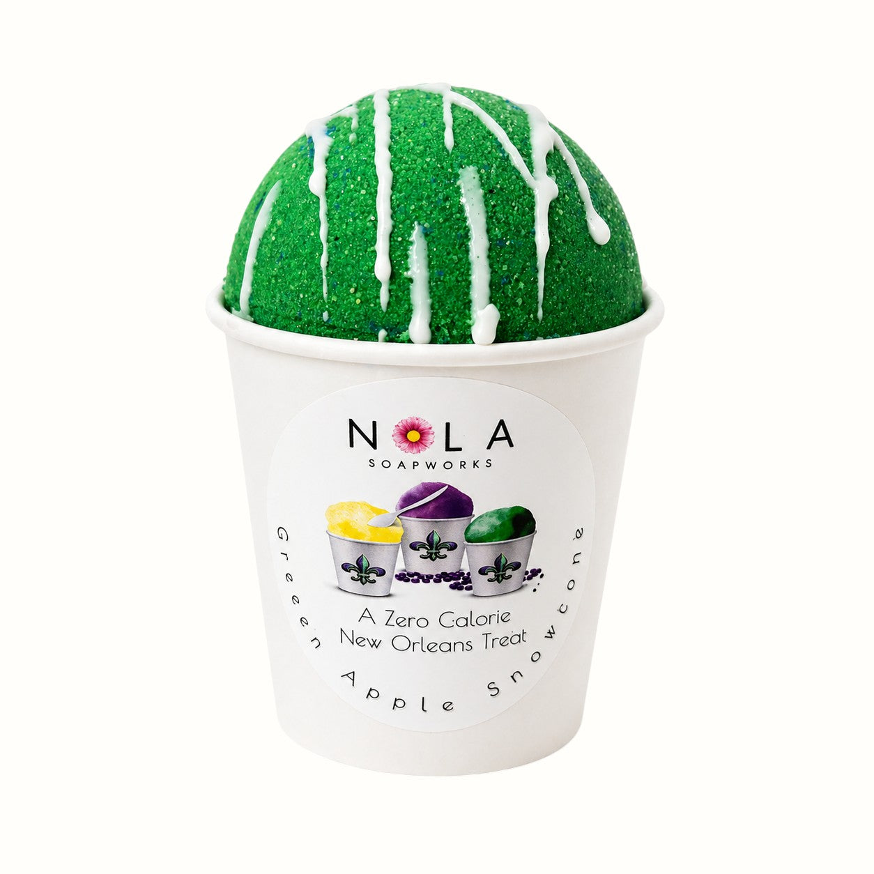 nola soapworks / green apple snowball bath bomb