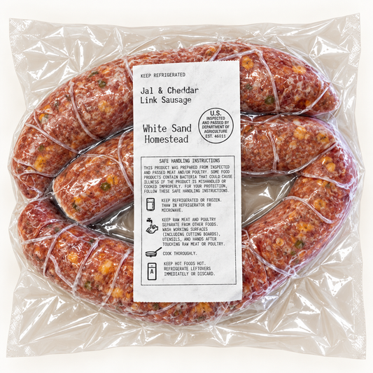 whitesand homestead permaculture farm / jalapeno & cheddar link sausage ~1lb