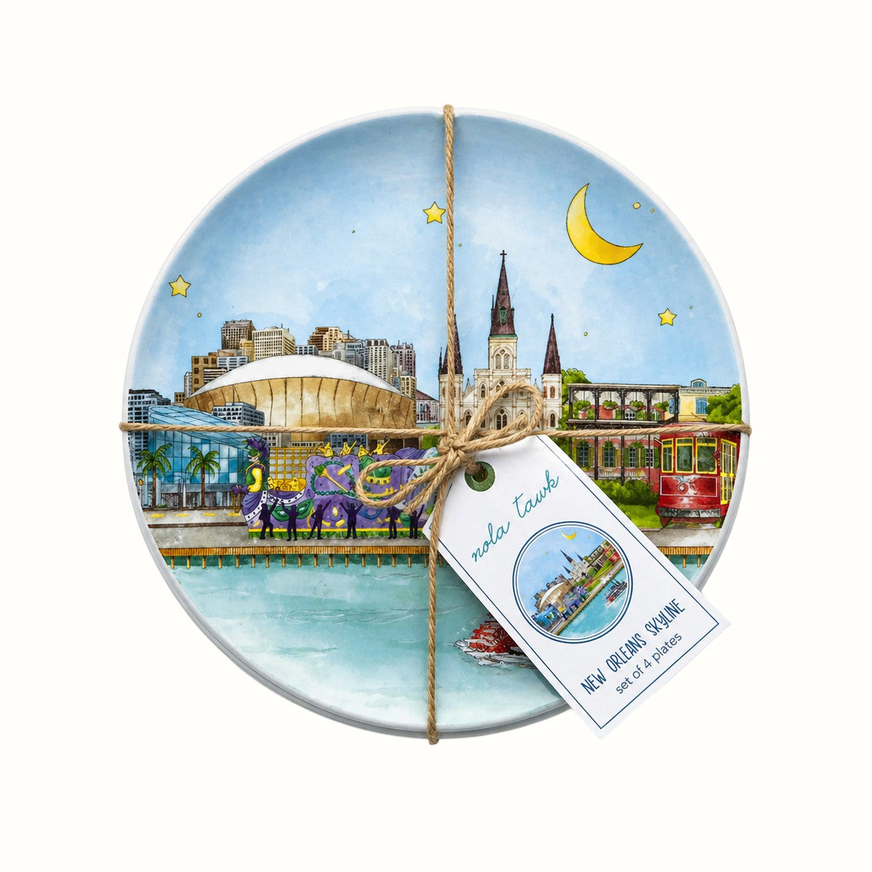 nola tawk / new orleans skyline dessert plates
