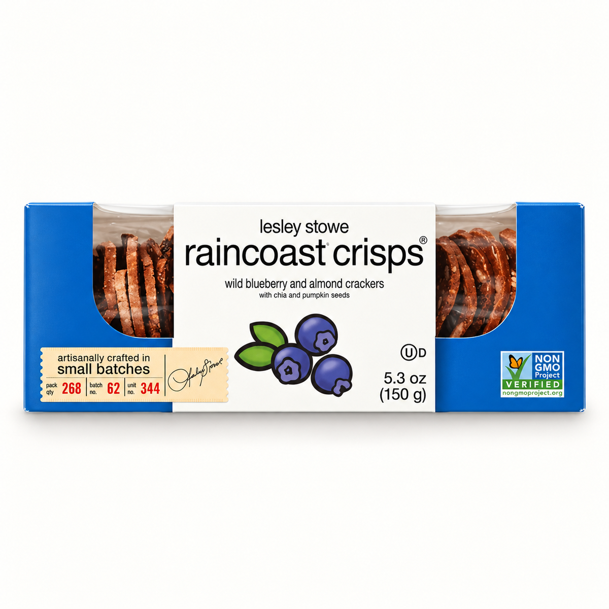 raincoast crisps / wild blueberry & almond crackers w chia & pumpkin seeds (bc)