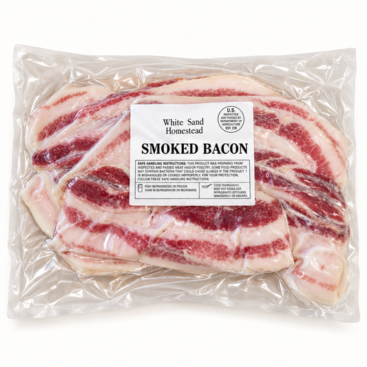 whitesand homestead permaculture farm / smoked bacon ~1lb