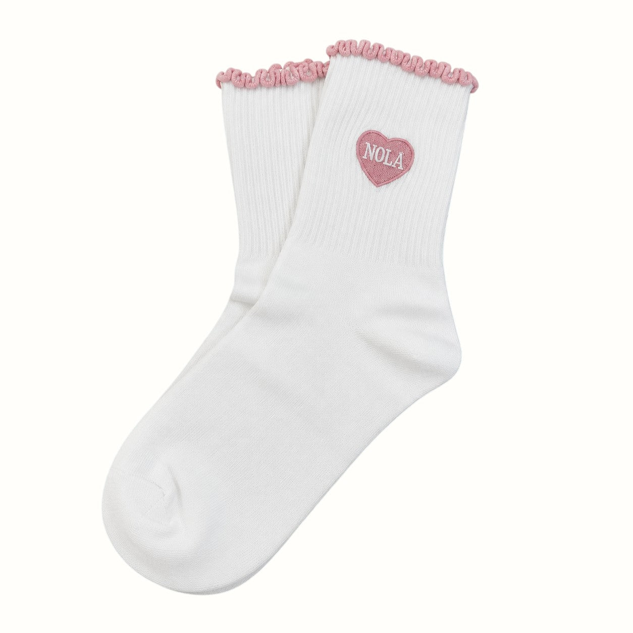 krewe and crescent / pink nola ruffle edge socks