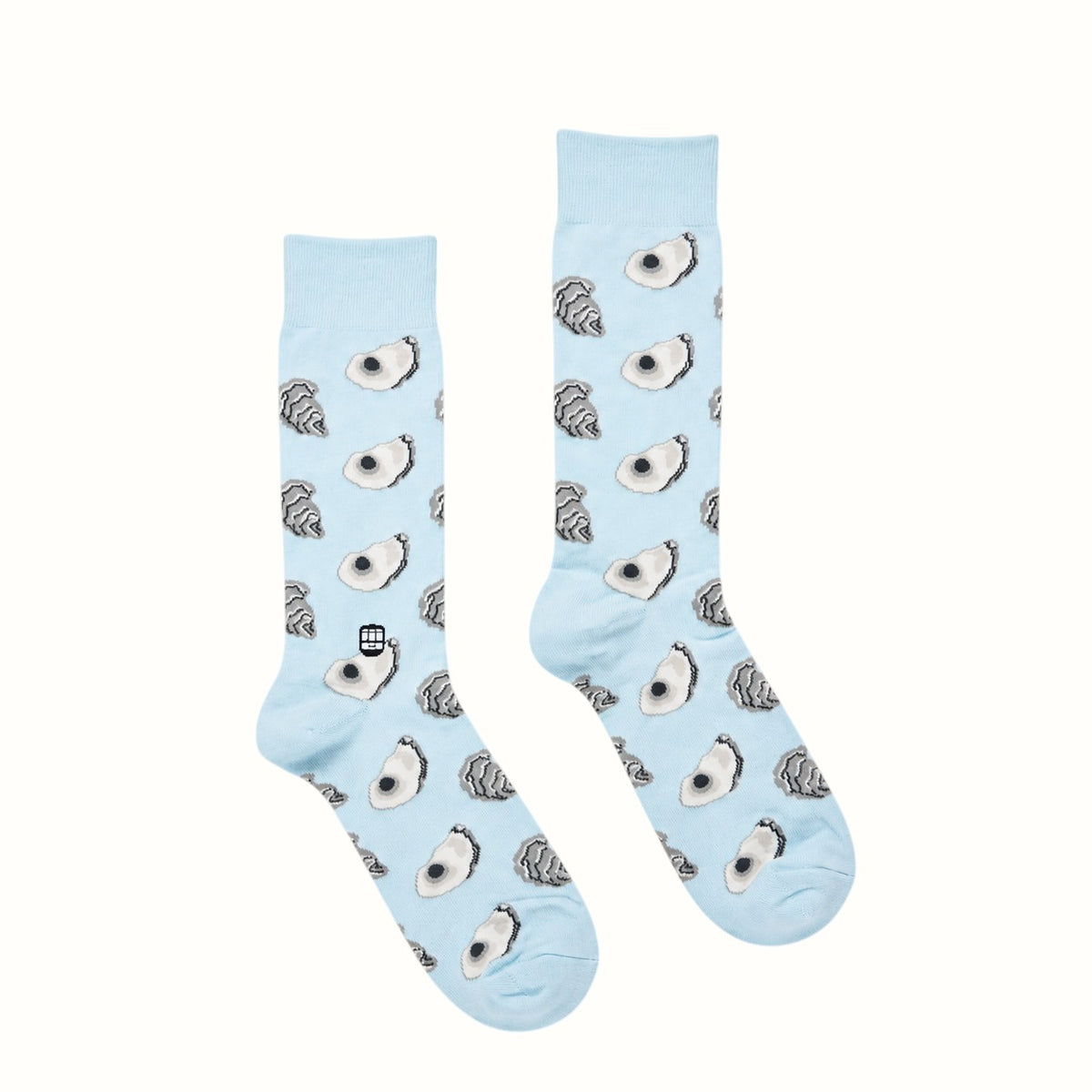 bonfolk / oyster double cuff combed cotton crew socks