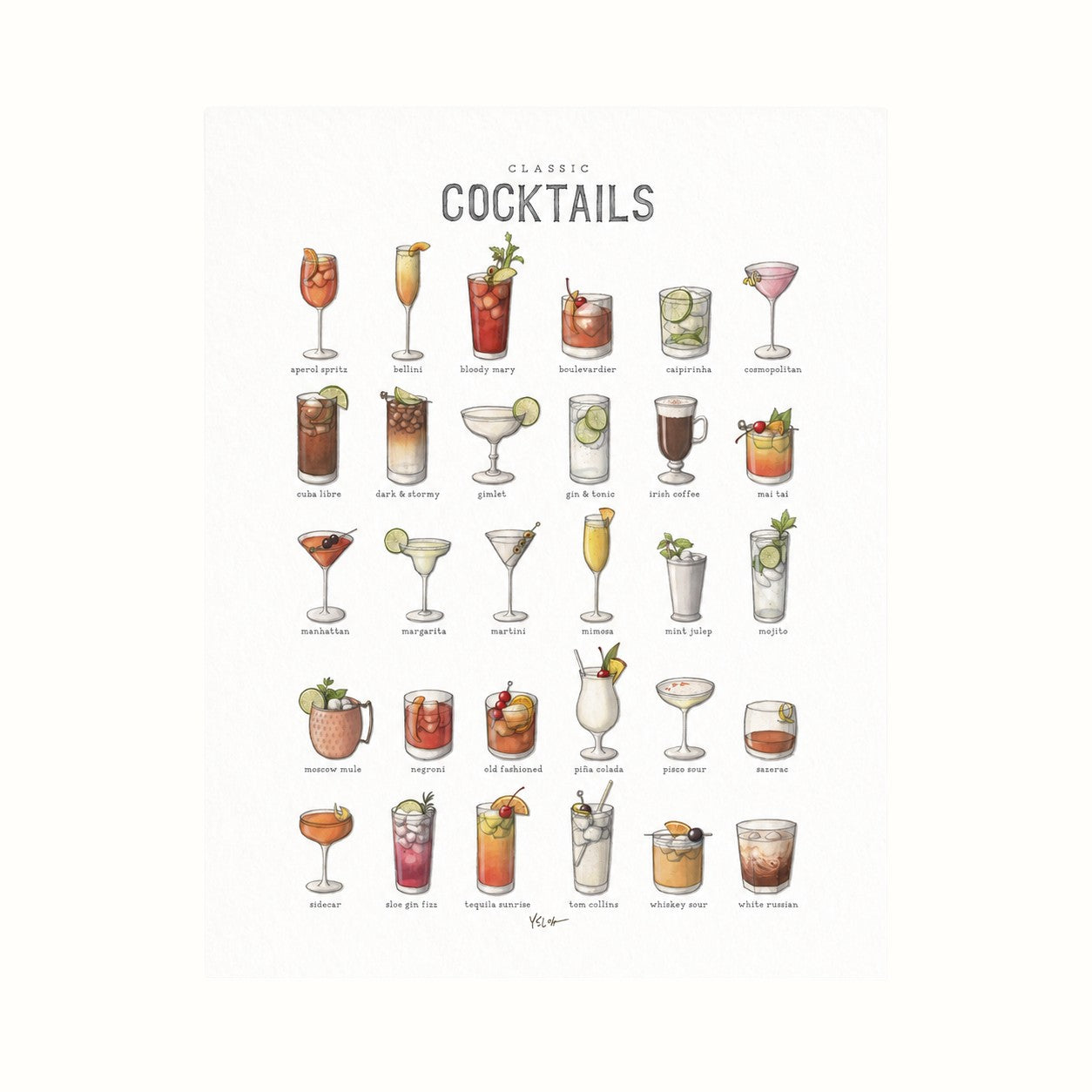 yeesan loh / cocktails chart print