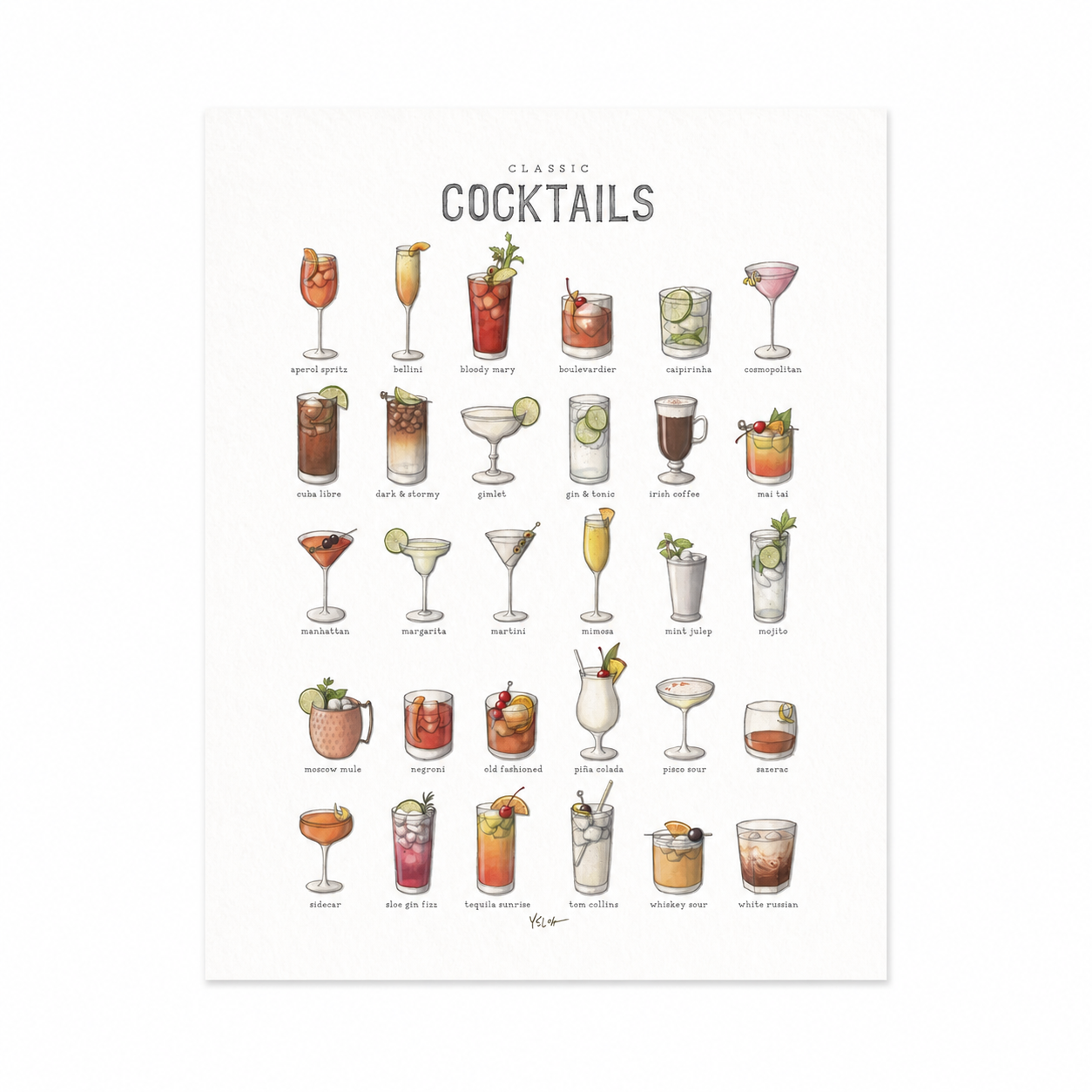 Yeesan Loh / Cocktails Chart Print