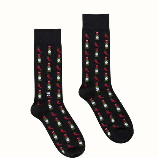 bonfolk / hot sauce combed cotton double cuff crew socks